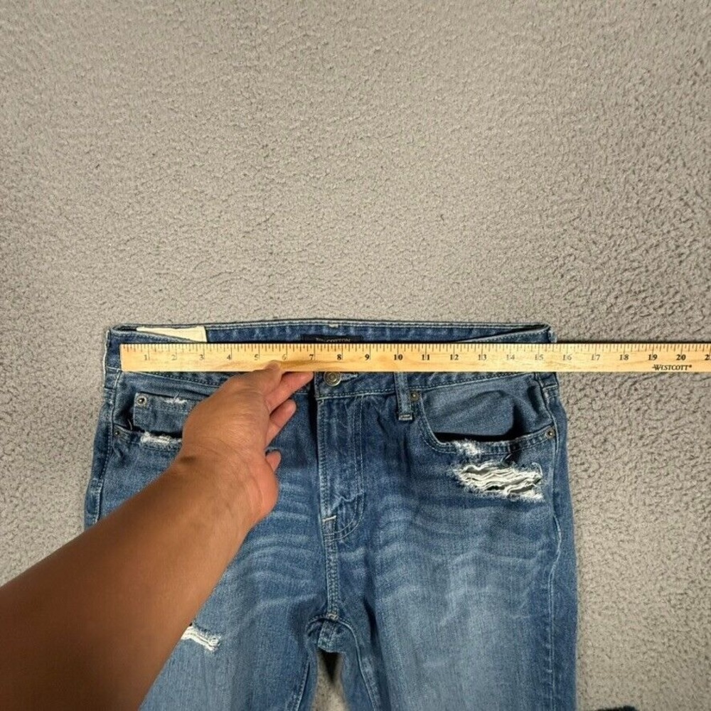 Abercrombie & Fitch Jeans Mens 30x31 Blue Athletic Skinny Denim Distressed Logo - Picture 7 of 15